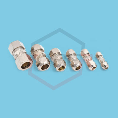 Compression Ferrule Tube Fitting Brass Pipe Double Card Set Copper Joints Tubing Nut Lock Double Straight