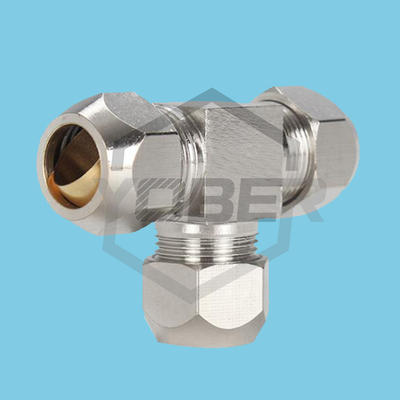 6mm/8mm/10mm/12mm Copper Nickel Plated Ferrule Fittings Copper Pipe Joint Oil Pipe Aluminum Pipe Steel TubeT-type Tee Fittings