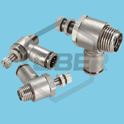 All Copper Nickel Plated Quick Release Fitting Connector SL-4 SL-6 SL-8 SL-10 SL-12 Pneumatic Fitting Straight to External Thread Throttle Speed Control Valve