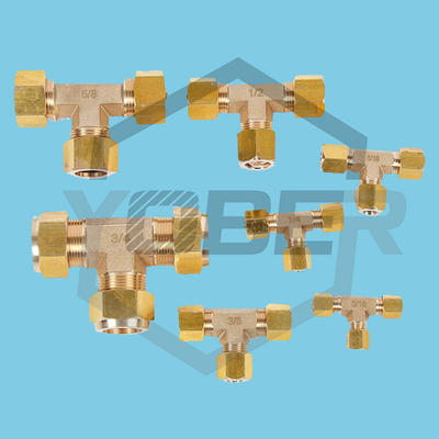 Ring Union Ferrule Compression Fittings Sleeve Double-Barbed Tube Tee Brass Fitting Connector Copper Pipe Fittings for Solar Panel Installations
