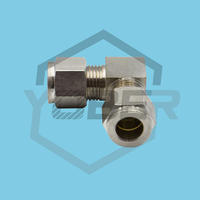 90 Elbow Nickel Plated Brass Coupler Ferrule Sleeve Compression Fitting for Hydraulic Hose