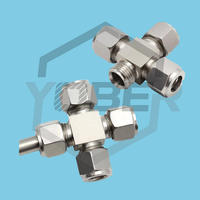 China Instrument Compression Union Cross Tube Fitting Double Ferrule Stainless Steel Hose Fitting